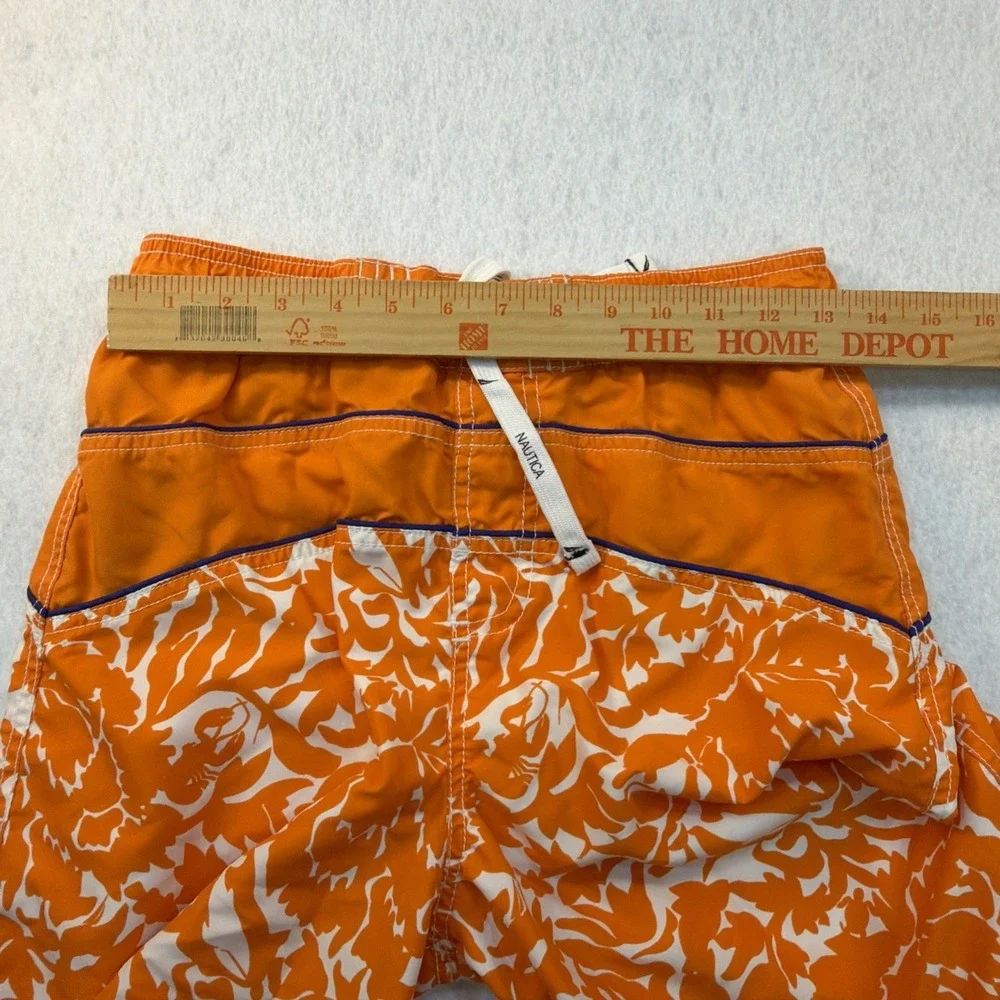 Nautica Youth Teen Boys Kids Lined Swim Trunks Shorts XL 18 20 Orange White EUC